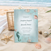 Küste | Beach Blue Watercolor Seashells Wedding