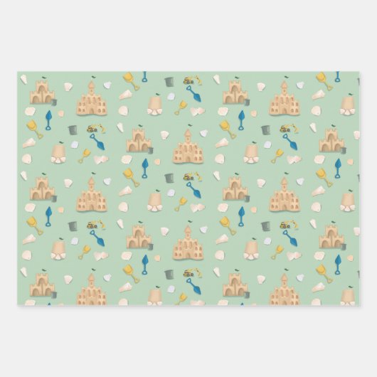 Küste Birthday Sandcastle Beach Seashell Geschenkpapier Set (Vorderseite)