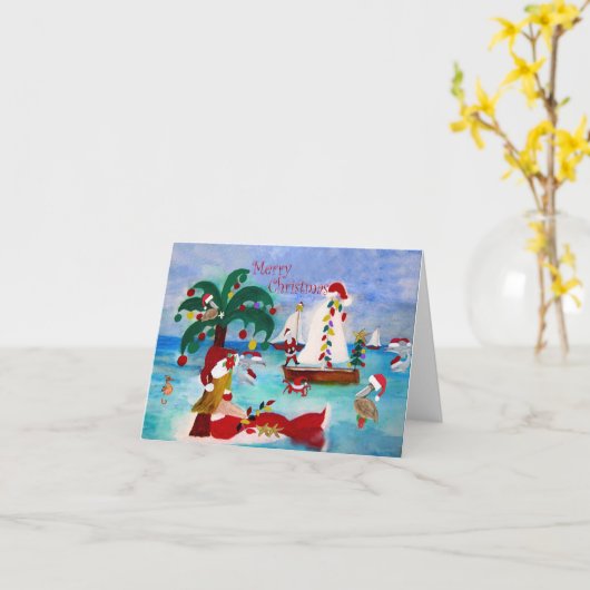 Küste Chrismtas Hafen Holiday Boot Parade Karten (Gelbe Blume)