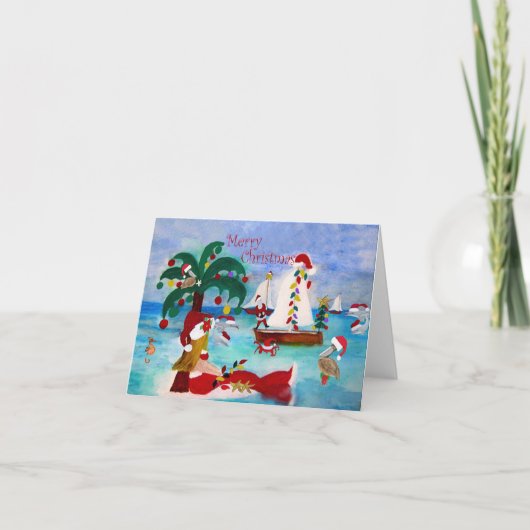 Küste Chrismtas Hafen Holiday Boot Parade Karten (Vorderseite)