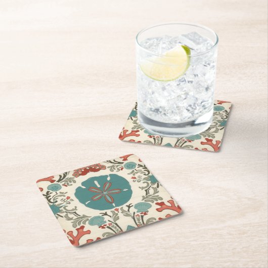 Küste - Damask I Rechteckiger Pappuntersetzer (Vor Ort)