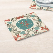 Küste - Damask I Rechteckiger Pappuntersetzer (angewinkelt)