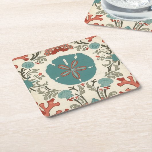 Küste - Damask I Rechteckiger Pappuntersetzer (angewinkelt)