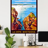 Küste der Bretagne, Aussicht auf Gebiete, Frankrei Poster (Heimbüro)