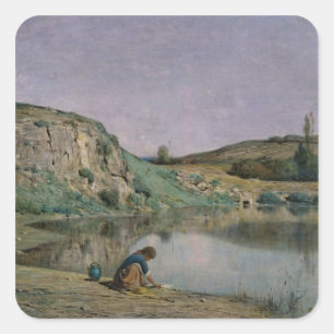 Küste des Bourget-Sees Quadratischer Aufkleber