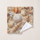 Küste Elegance Seashell Muster Badhandtuch Set (Waschlappen)
