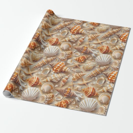 Küste Elegance Seashell Muster Geschenkpapier (Ungerollt)