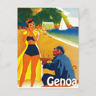 Küste Genuas, Italien, alter Kapitän und junger To Postkarte