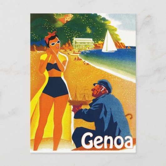 Küste Genuas, Italien, alter Kapitän und junger To Postkarte (Vorderseite)