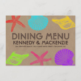 Küste-Handwerks-Hochzeits-Menü Menükarte