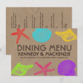 Küste-Handwerks-Hochzeits-Menü Menükarte (Vorne/Hinten)