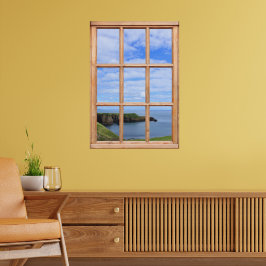 Küste, Himmel und Ozean von einem Fenster aus Poster