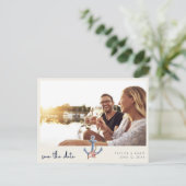 Küste Hochzeitsfest Foto Save the Date Ankündigungspostkarte (Stehend Vorderseite)