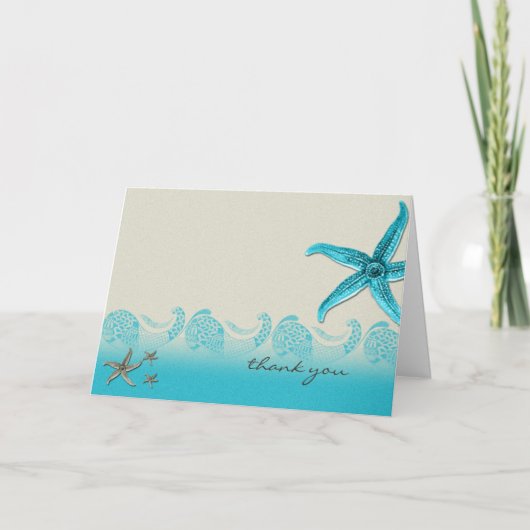 Küste im Sand und Aqua danken Ihnen Dankeskarte (Vorderseite)