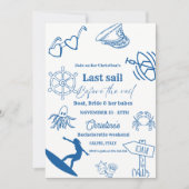 Küste letzte Segel vor dem Schleier Bachelorette Einladung (Vorderseite)