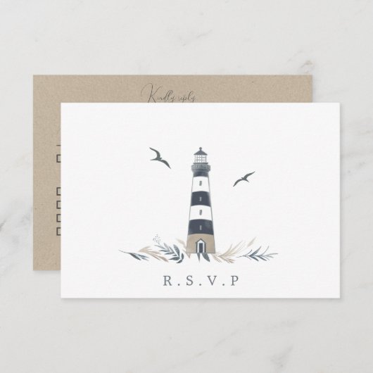 Küste Leuchtturm UAWG Mahlzeiten Auswahl RSVP Karte (Vorne/Hinten)