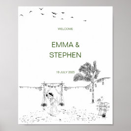 Küste Liebe Strand Sandstrand Minimal Hochzeit Poster