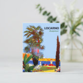 Küste Locarno, Palmen, Schweiz, Vintag Postkarte (Stehend Vorderseite)