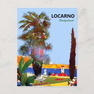 Küste Locarno, Palmen, Schweiz, Vintag Postkarte