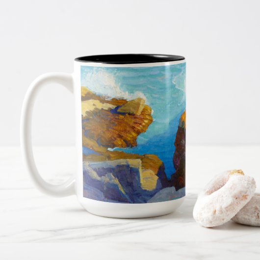 Küste Maine von Newell Convers Wyeth Zweifarbige Tasse (Mit Donut)