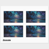 Küste, Malediven, Nachtstrand Rechteckiger Aufkleber (Blatt)