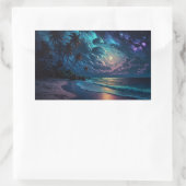 Küste, Malediven, Nachtstrand Rechteckiger Aufkleber (Tasche)