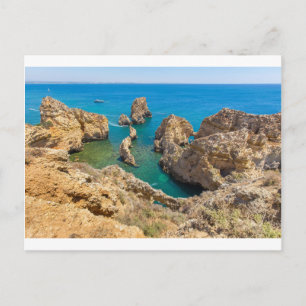 Küste mit Felsen und blauem Meer in Portugal.JPG Postkarte