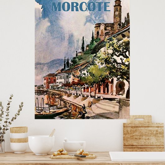 Küste Morcote, See Lugano, Schweiz Poster (Küche)