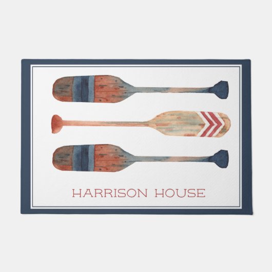 Küste Nautical Beach Oars Personalisiert Fußmatte (Vorderseite)