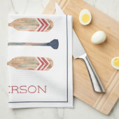 Küste Nautical Beach Oars Personalisiert Geschirrtuch (Viertel Falte)