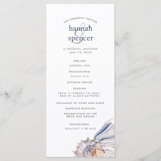 Küste | Nautical Seashell Wedding Program Programm (Vorderseite)