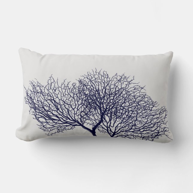 Küste Navy Blue Gray Sea Coral Beach Lendenkissen (Vorderseite)