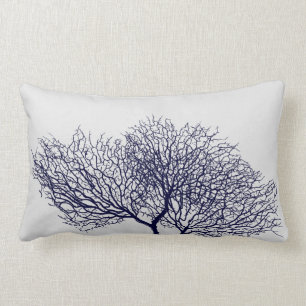 Küste Navy Blue Gray Sea Coral Beach Lendenkissen