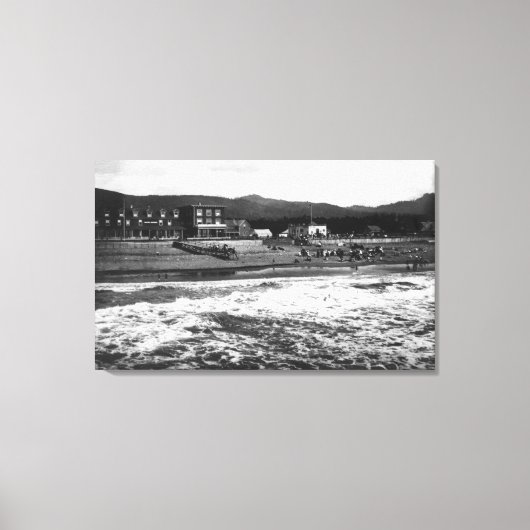 Küste, Oregon Beach und Hotel Moore Fotograf Leinwanddruck (Vorderseite)