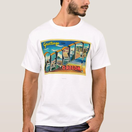 Küste, Oregon - große Buchstabe-Szenen T-Shirt (Vorderseite)