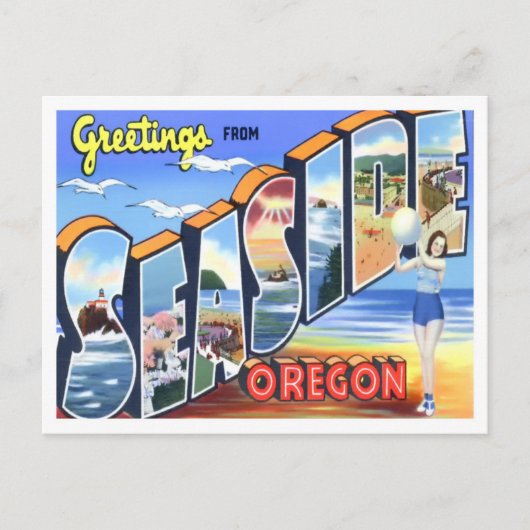 Küste, Oregon Vintag Big Letters Postcard Postkarte (Vorderseite)