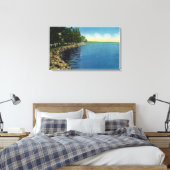 Küste, Pavillon und Schwimmer Leinwanddruck (Insitu (Schlafzimmer))