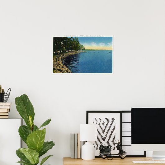 Küste, Pavillon und Schwimmer Poster (Heimbüro)