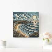 Küste Quadratische Wanduhr (Zuhause)