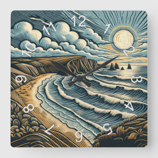 Küste Quadratische Wanduhr