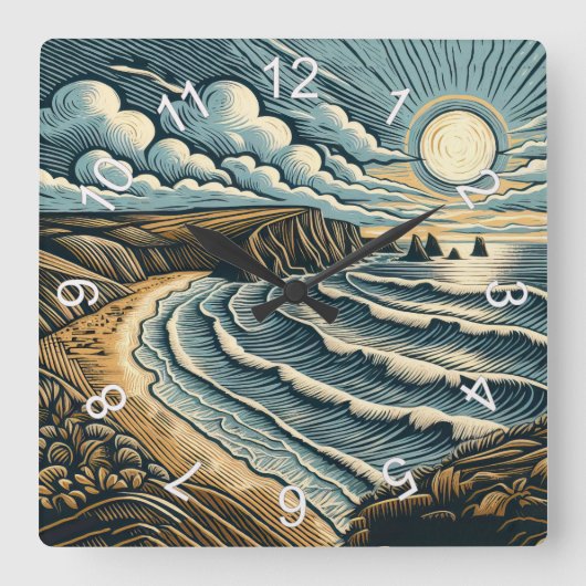 Küste Quadratische Wanduhr (Vorderseite)