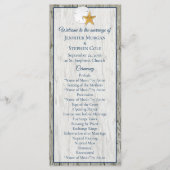 Küste Rustikale Driftwood Sand Dollar Hochzeit Programm (Vorderseite)