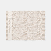 Küste Seashell Beige handGezeichnet Nautik Fleecedecke (Vorderseite (Horizontal))