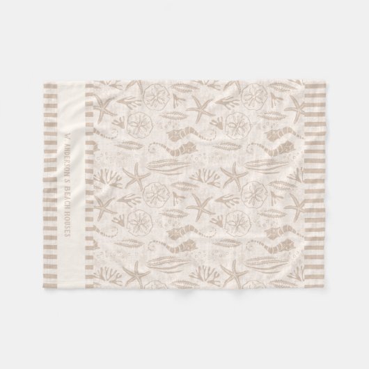 Küste Seashell Beige handGezeichnet Nautik Fleecedecke (Vorderseite (Horizontal))