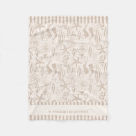 Küste Seashell Beige handGezeichnet Nautik Fleecedecke