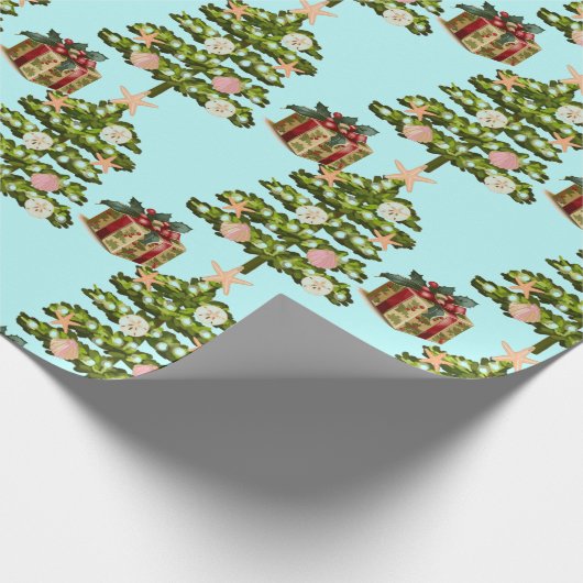 Küste Seashell Weihnachtsbäume Geschenkpapier (Ecke)