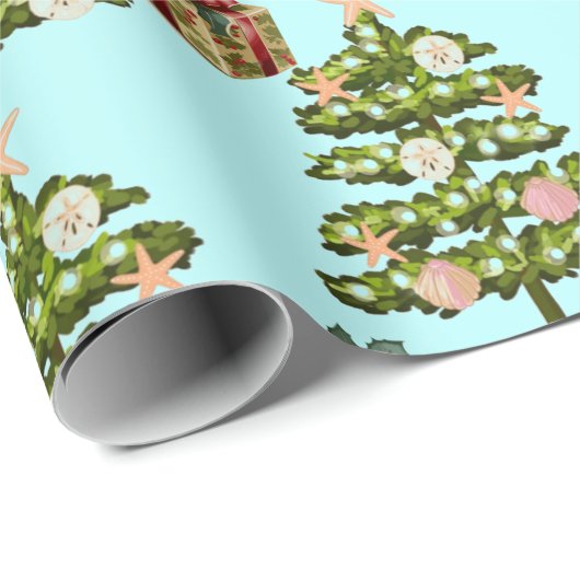 Küste Seashell Weihnachtsbäume Geschenkpapier (Rolleneckpunkt)