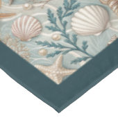 Küste Seashells Seesterne Pastellgrün Elfenbein Tischdecke (Schrägansicht)