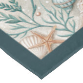 Küste Seashells Seesterne Pastellgrün Elfenbein Tischdecke (Schrägansicht)