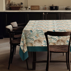 Küste Seashells Seesterne Pastellgrün Elfenbein Tischdecke